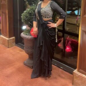 Indian Pakistani Punjabi - Black readymade Saree
